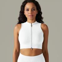 Hamidou-Sujetador deportivo con cremallera para mujer, Top de Yoga, chaleco de sudor, chaqueta de entrenamiento para correr, chaquetas sin mangas para correr, Tops cortos elásticos ajustados - details 31