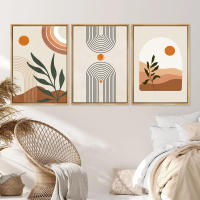 DHROOM Arte de Lienzo de Hoja Geométrica de Boho Póster Moderno Abstracto Verde para Decoración de Sala de Estar - details 4