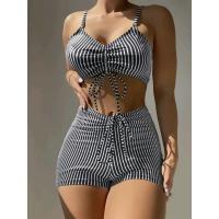 2025 Bikini traje de baño con cordón mujeres pantalones cortos de cintura alta traje de baño femenino acolchado traje de baño natación ropa de playa verano - details 20