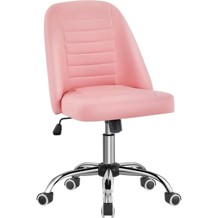 Escritorio Silla Giratoria de Cuero PU Silla Ergonómica Silla Sin Reposabrazo Silla con Ruedas - 1