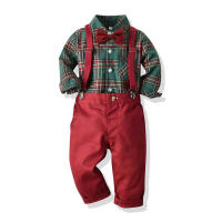 Ropa para niños, nuevo cárdigan de algodón con cuello vuelto de manga larga a cuadros para niños, conjunto de monos, estilo moderno - details 2