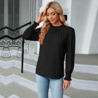 Tops con cuello para mujer, camiseta de algodón lisa holgada para otoño e invierno, camiseta elegante, moda, - details 9
