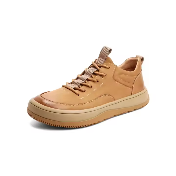 Zapatos deportivos de cuero para hombre, tendencia versátil, puntera ancha, suela gruesa antideslizante. - 1