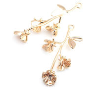 4 Uds. Colgantes de flores de latón de Color platino, suministros para hacer joyas de alta calidad, collar, pendientes, accesorios para mujer - details 24