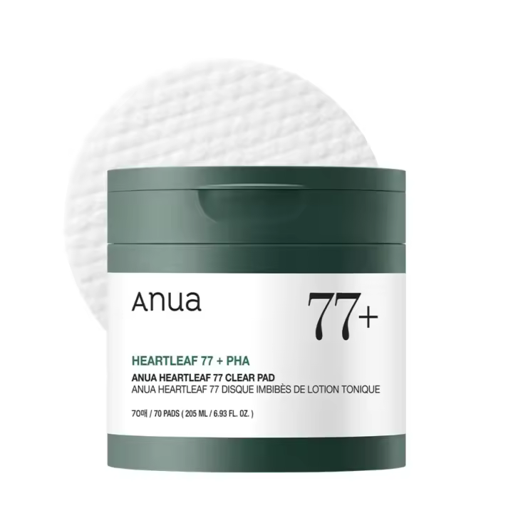 ANUA Heartleaf 77 Toner Pad, Almohadillas faciales exfoliantes suaves para piel de vidrio, Cuidado hidratante de poros para pieles sensibles, Extracto de Heartleaf, PHA, Centella, No comedogénico, Cuidado de la piel coreano (70 almohadillas) - 1