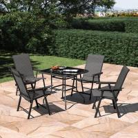 Mesa de jardín Mesa de comedor al aire libre Mesa de centro de vidrio templado Mesa de patio con orificio para sombrilla (cuadrado-80 x 80 x 72 cm) - details 3