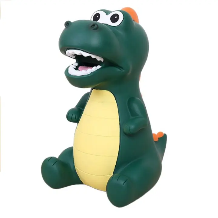 Hucha de dinosaurio anticaída con dibujos animados, caja de almacenamiento de monedas esmaltadas de PVC de gran capacidad, caja de dinero segura y Linda, juguetes para niños - 1