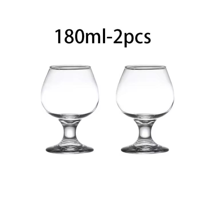 Juego de whisky de cristal, copa de cerveza de vino tinto, patas altas cortas, Brandy pequeño, 2 uds. - 1