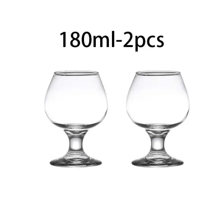 Juego de whisky de cristal, copa de cerveza de vino tinto, patas altas cortas, Brandy pequeño, 2 uds. - 1