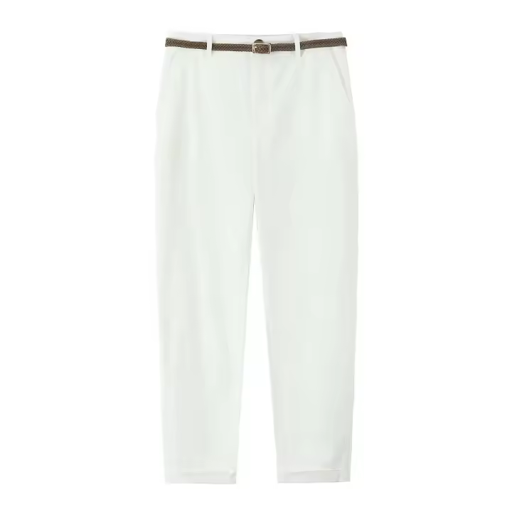 Pantalones casuales de mujer en verano con cinturón trenzado, cintura media, estilo versátil para todas las ocasiones - 1