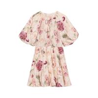 PB & ZA 2025 novedad de verano llegadas de las mujeres temperamento Simple Puff manga cuello redondo Vestido corto estampado Falda corta - details 1