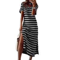 Vestidos de Verano 2023 para Mujeres de Talla Grande Vestidos Casuales a Rayas con Cuello en V - details 10