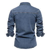 Camisa vaquera lavada de alta calidad para hombre, camisa informal de manga larga de algodón, otoño 2024 - details 4