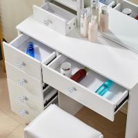Tocador De Maquillaje con Espejo y 10 Bombillas Led Luz Regulable, Tocador Blanco con Brillo Ajustable, Tocador De Dormitorio con Taburete 6 Cajones, 3 Estantes y 3 Estantes Ocultos - details 6