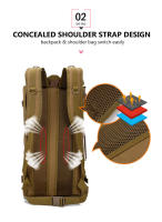 Mochila táctica militar para exteriores para hombre, bolsa de acampada, montañismo, senderismo, Vie Molle 3P 60L 50L - details 4