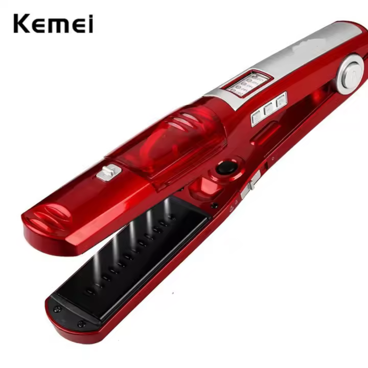 Kemei-alisador de pelo de cerámica portátil, plancha de vapor y secado profesional, herramientas de peinado de salón, calentamiento rápido - 1