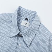 AMI High Version Camisa clásica a rayas con bordado de corazón pequeño para hombre, camisa informal multiusos para parejas - details 2