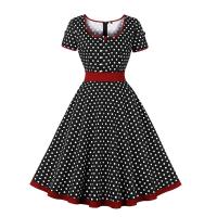 Vestido de Verano Vintage Hepburn Polka Dot de Contraste Cuello Cuadrado de los 50 Cintura Alta - details 38