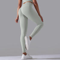 Hamidou-pantalones de Yoga sin costuras para mujer, ropa deportiva de Fitness, Leggings de cintura alta, pantalones de ejercicio para correr, 11 colores - details 30