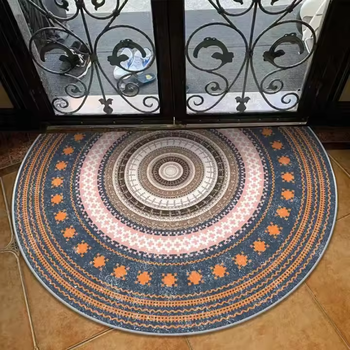 Felpudos de entrada étnicos semicirculares bohemios, alfombra de baño antideslizante, suave, geométrica, decoración del hogar, alfombrillas de bienvenida, alfombras de dormitorio - 1