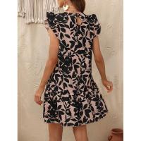 Vestido de verano para mujer con cuello redondo, manga con volantes y estampado de volantes - details 15