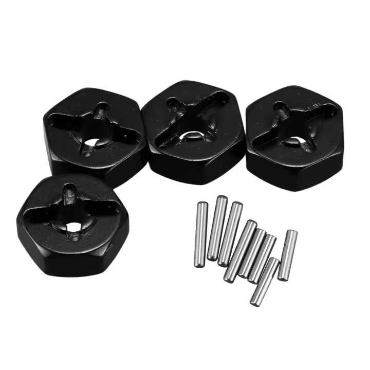 Aluminum Alloy 12mm Combiner Wheel Hub Hex Adapter Upgrades for 144001 1/14 RC Car Spare Parts,Black - 1