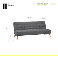 Modelo Versalles - Sofá Cama con Apertura Clic-Clac |   Donde la Elegancia y el Confort se encuentran |   Diseño Capitoné en Color Gris |   189,5 x 88 x 89 cm - details 2