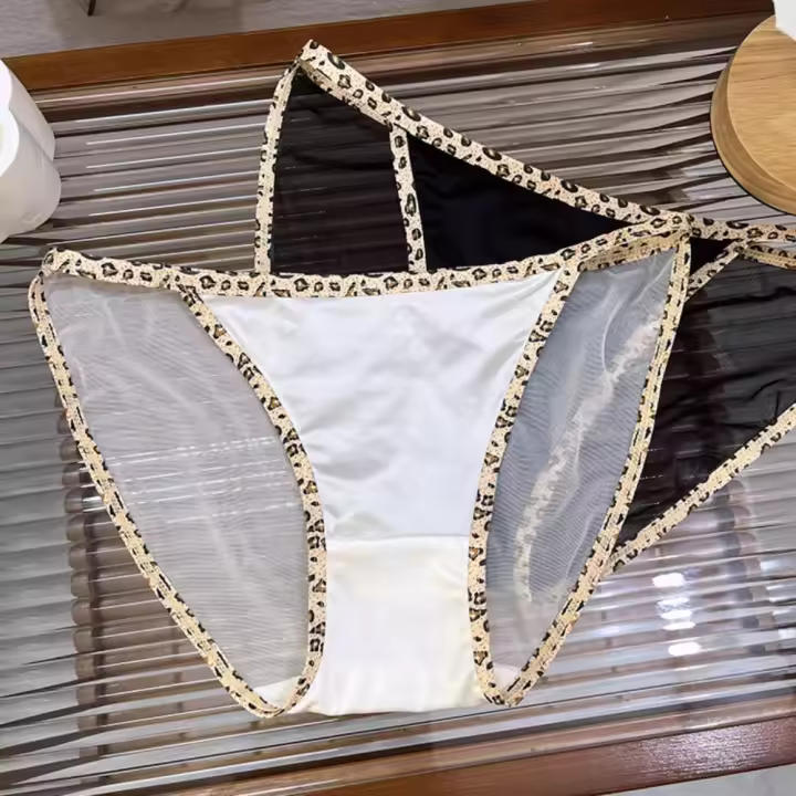 Ropa interior transpirable de leopardo de cintura baja para mujer, bragas finas de satén con entrepierna de algodón, calzoncillos transparentes, calzoncillos de malla para uso diario, 2 uds. - 1