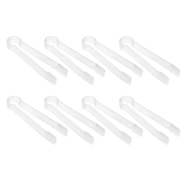 Mini pinzas de plástico para servir Buffet, 8 piezas, utensilio para servir aperitivos, pinzas transparentes para cocina, 6,3 pulgadas, hielo pequeño - 1