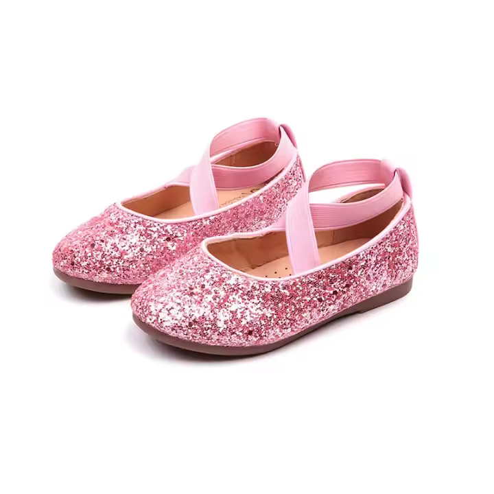 Bailarinas con purpurina Mary Janes para niñas, zapatos de fiesta elegantes para niños, zapatos de rendimiento de princesa, Color sólido, banda elástica - 1