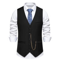 Chaleco de Traje Slim Fit para Hombres Nuevo Arrival Accesorios de Cadenas de Moda Casual Vintage Para Fiesta de Boda Material Exterior de Poliéster - details 10