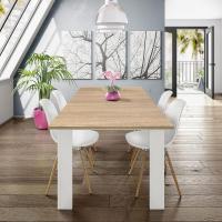 Comedor Extensible, Mesa de Salón o Cocina, Acabado en Blanco Artik y Roble Canadiense, Modelo Kendra - details 7