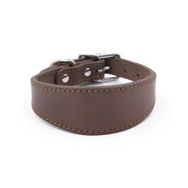 Collar ancho ajustable para perro, collares de cuero de vaca suaves y grandes, cómodos, sin tirones, correa para mascotas, galgos italianos - 1