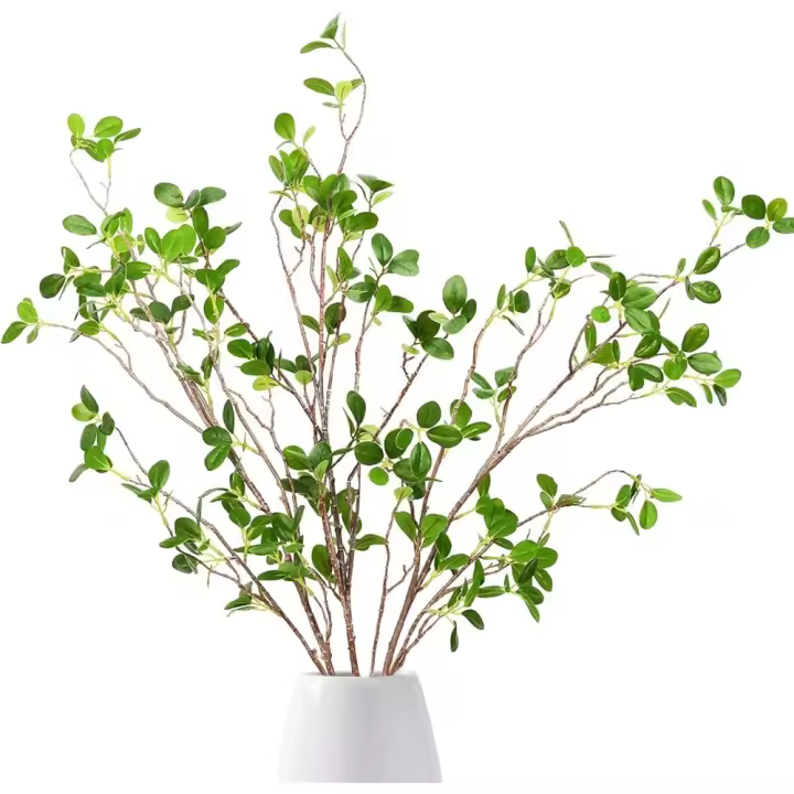 Ramas de Ficus Artificiales 3 Piezas Altura de 110cm Hoja de Eucalipto Verde - 1