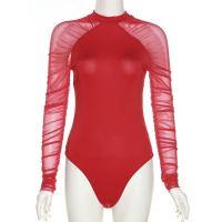 Body De Encaje Sexy Para Mujer Con Detalles De Parche Y Cuello Alto Ajustado Y Elegante Ideal Para La Calle Y El Verano - details 5