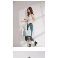 Air fly tejiendo obra de arte diseño original bolsa de mano lanzadera patrón 3D tejer de doble cara triángulo trasero bolsa minimalista casual bolso - details 18
