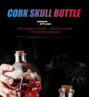 Botella de vidrio de alta calidad con forma de calavera de 750 ml, vaso de cerveza con cara de calavera de vino, vodka, whisky, tapa de café de madera - details 0