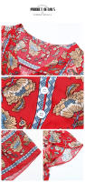 Vestido Boho Floral Vintage Manga Corta, Cuello en V, Vestido de Playa de Verano Bohemio - details 9