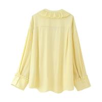Camisa de manga larga con cuello en V, plisada, versátil, sencilla y holgada, moda de verano para mujer 2025 - details 1