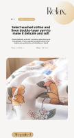 Funda de edredón individual de doble hilo, funda nórdica de algodón y lino lavada de nueva clase A, ropa de cama estampada respe - details 10