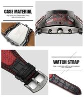 Reloj Oulm de marca de doble movimiento de lujo de primera calidad, Relojes de cuarzo para hombre, correa de cuero deportiva, reloj de pulsera militar para hombre, reloj de regalo informal - details 4