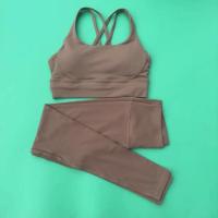 Ropa de Yoga Sexy Sujetador Deportivo de Color Sólido Mallas para Mujer - details 1