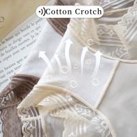 Bragas de seda helada de satén dulce para mujer, ropa interior de cintura alta ultrafina suave con encaje en la entrepierna de algodón y flores de malla, ropa interior sin costuras - details 2