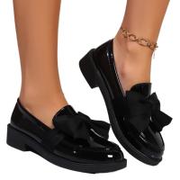 Mocasines de un pie con nudo de lazo para mujer, Color sólido, Charol, Cómodo, Suela gruesa, Zapatos suaves - details 1