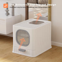 Caja de Arena Plegable Grande con Tapa, cajón y Pala para Gatos, Diseño de Diamante, Fácil de usar - details 3