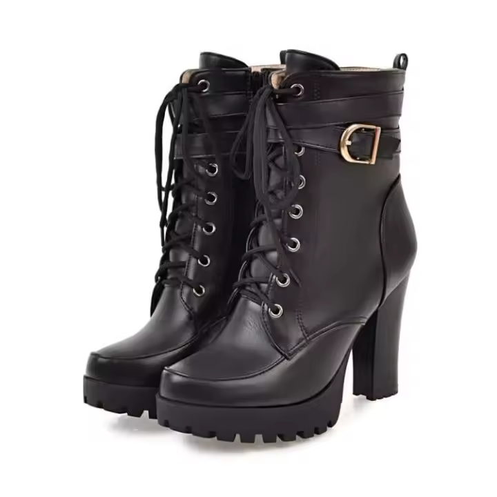 Delivery Sign Otoño/Invierno Botas de tacón alto con hebilla de cinturón para mujer - 1