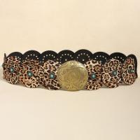 Cinturón de disco bohemio ancho exagerado con remaches, pretina de cuero occidental ajustable Y2k turquesa para mujer, cinturón Vintage para chica picante - details 20