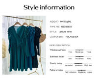 Vestido de manga larga con cuello en V de color claro elegante para mujer - details 1