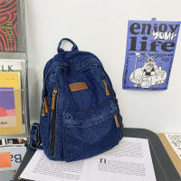 Mochila De tela vaquera para estudiante, morral De gran capacidad con múltiples bolsillos, a la moda, para la escuela, 2023 - details 7