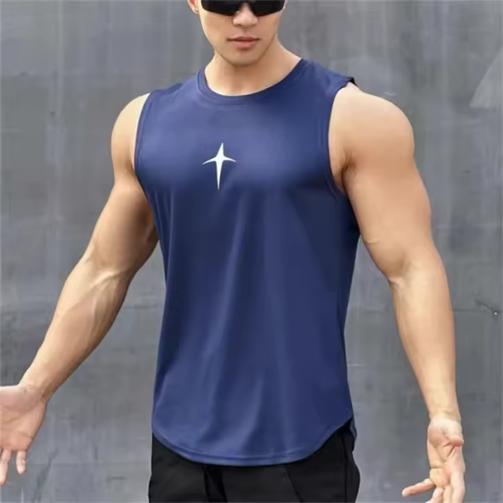 Camisetas sin mangas con estampado de estrellas para hombre, chaleco deportivo sin mangas con estampado 3D para gimnasio, camisetas informales de secado rápido para Fitness - 1